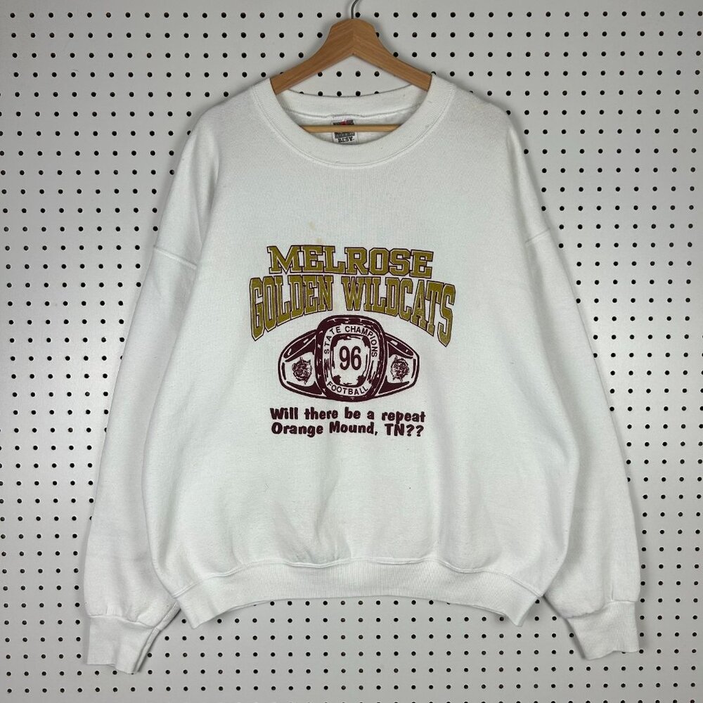 Melrose Golden Wildcats Crewneck XXL White State‎ Champs Sweatshirt Vintage 90s